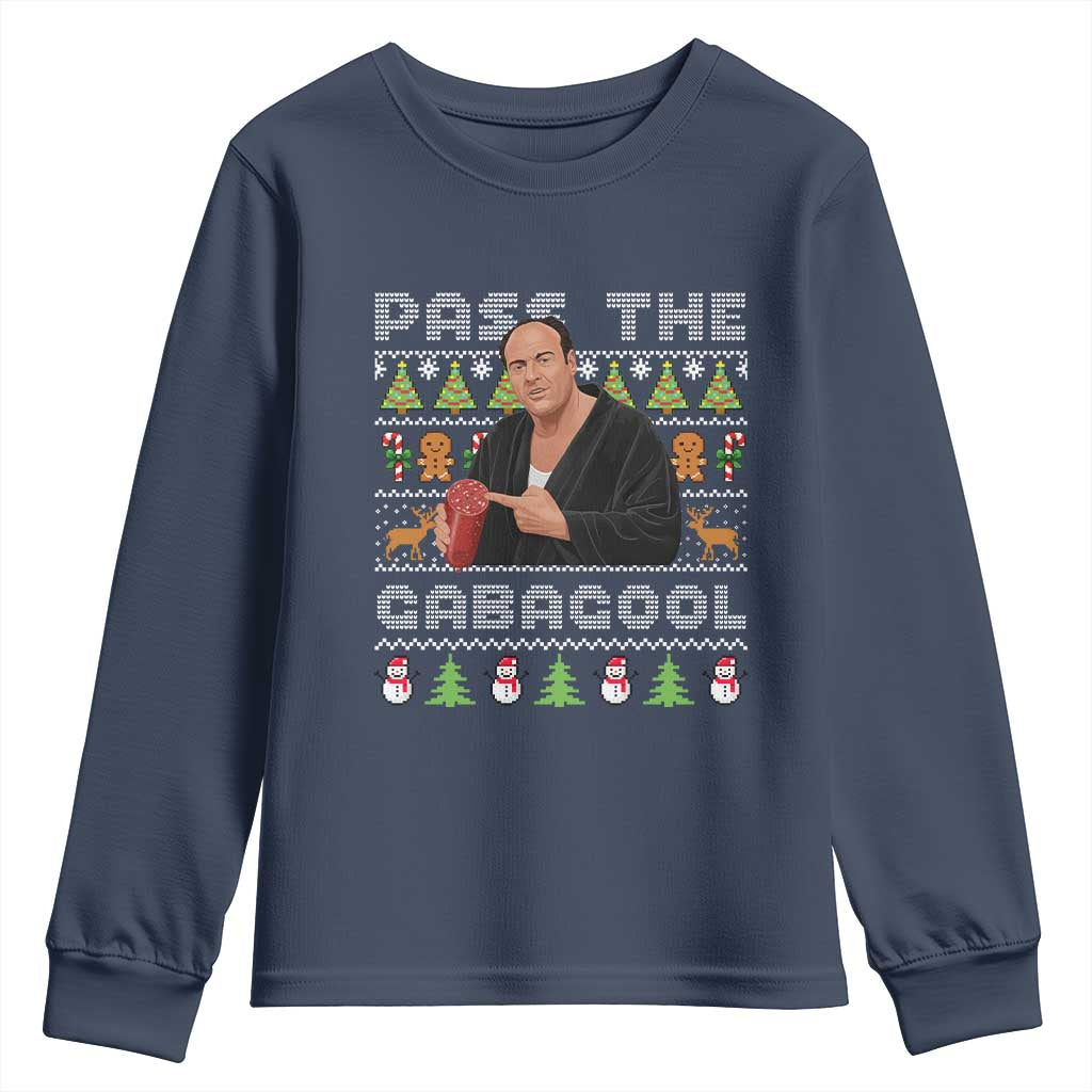 Christmas Pass The Gabagool Youth Sweatshirt Retro TV Show Funny Ugly Xmas - Wonder Print Shop