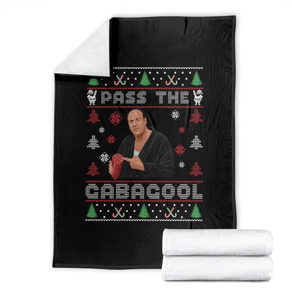 Pass The Gabagool Ugly Christmas Throw Blanket Retro TV Show Funny - Wonder Print Shop