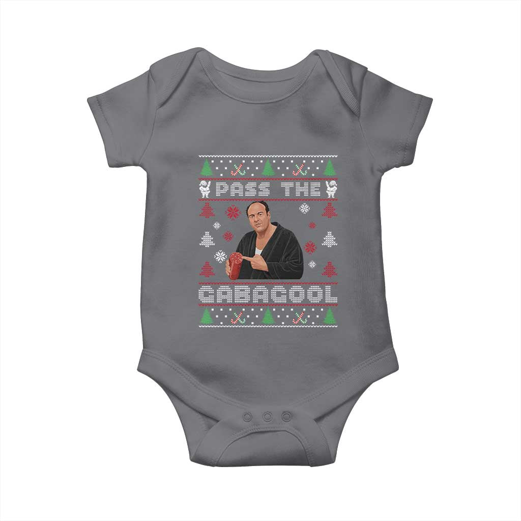 Pass The Gabagool Ugly Christmas Baby Onesie Retro TV Show Funny - Wonder Print Shop