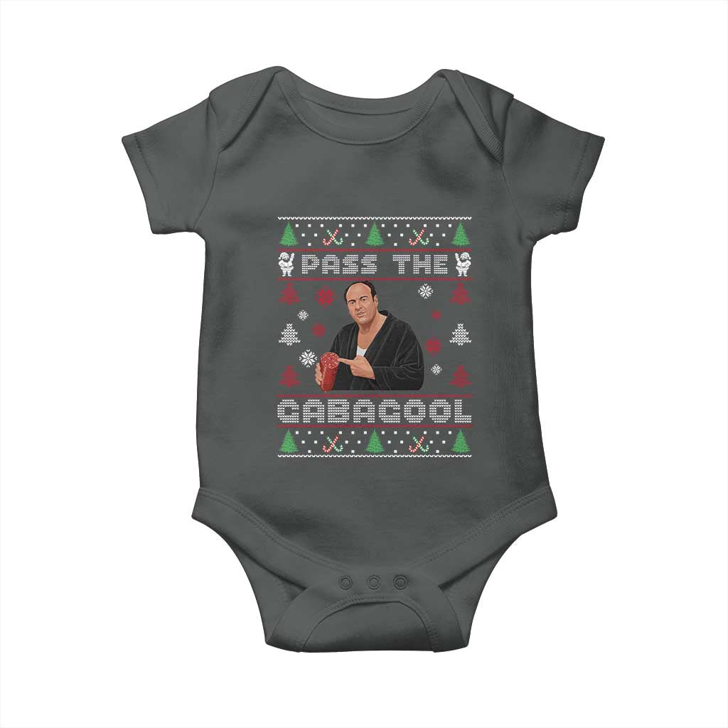 Pass The Gabagool Ugly Christmas Baby Onesie Retro TV Show Funny - Wonder Print Shop