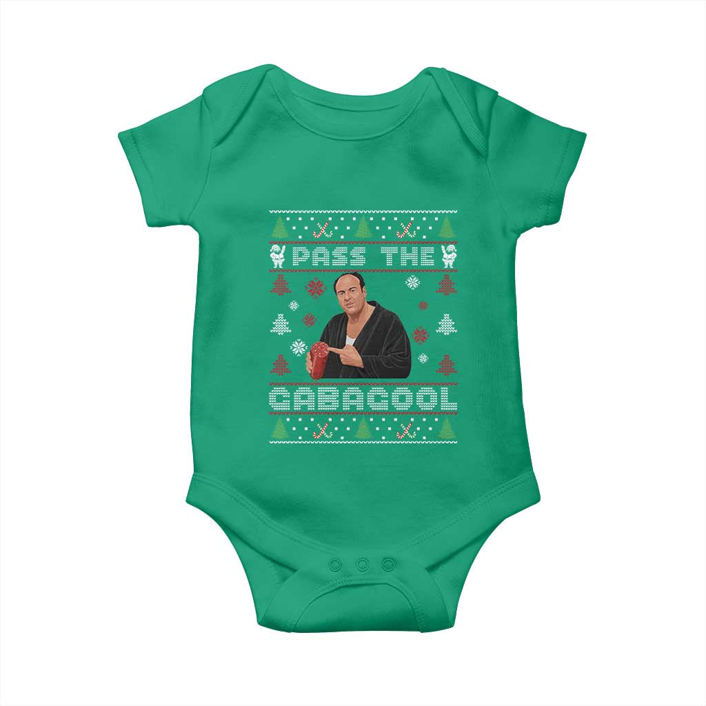 Pass The Gabagool Ugly Christmas Baby Onesie Retro TV Show Funny - Wonder Print Shop