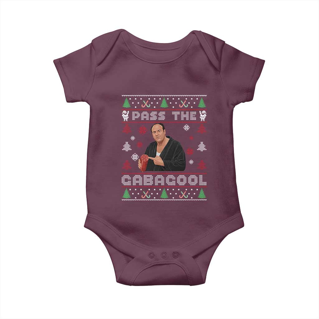 Pass The Gabagool Ugly Christmas Baby Onesie Retro TV Show Funny - Wonder Print Shop
