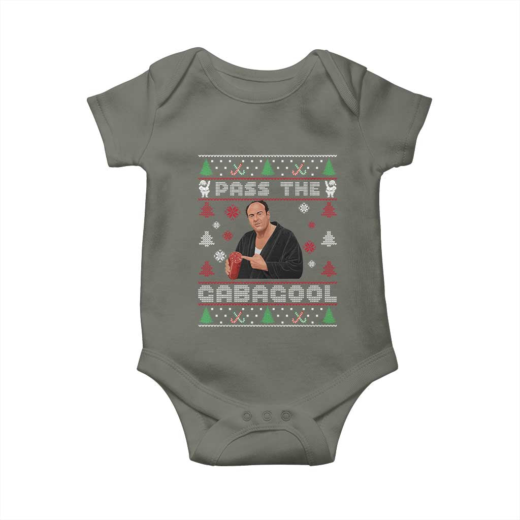 Pass The Gabagool Ugly Christmas Baby Onesie Retro TV Show Funny - Wonder Print Shop