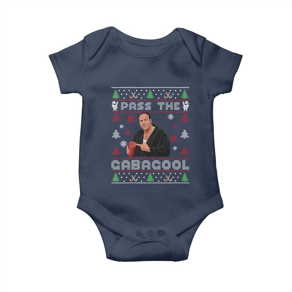 Pass The Gabagool Ugly Christmas Baby Onesie Retro TV Show Funny - Wonder Print Shop