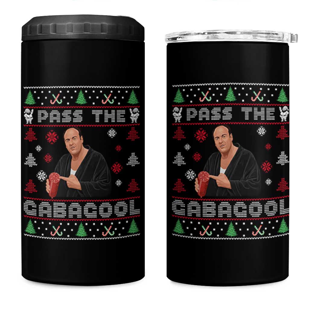 Pass The Gabagool Ugly Christmas 4 in 1 Can Cooler Tumbler Retro TV Show Funny - Wonder Print Shop