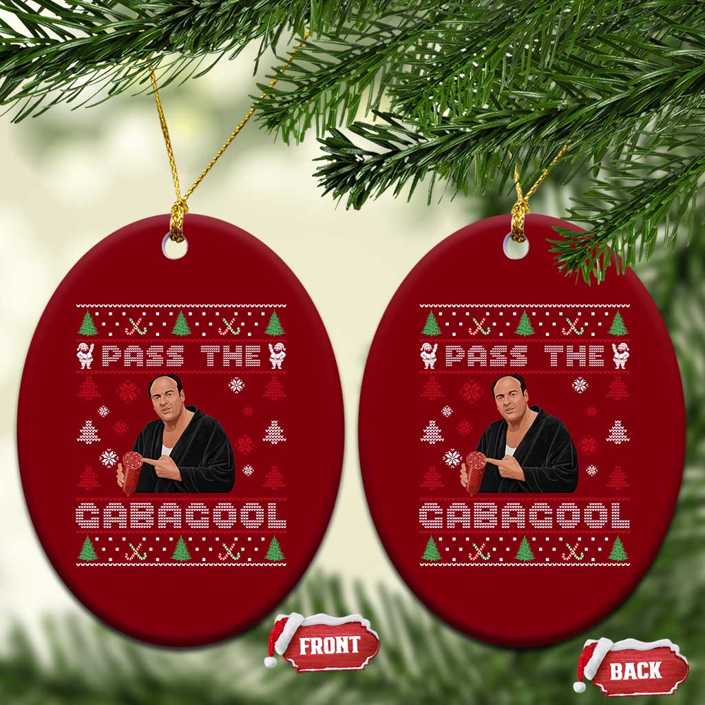 Pass The Gabagool Ugly Christmas Ceramic Ornament Retro TV Show Funny - Wonder Print Shop
