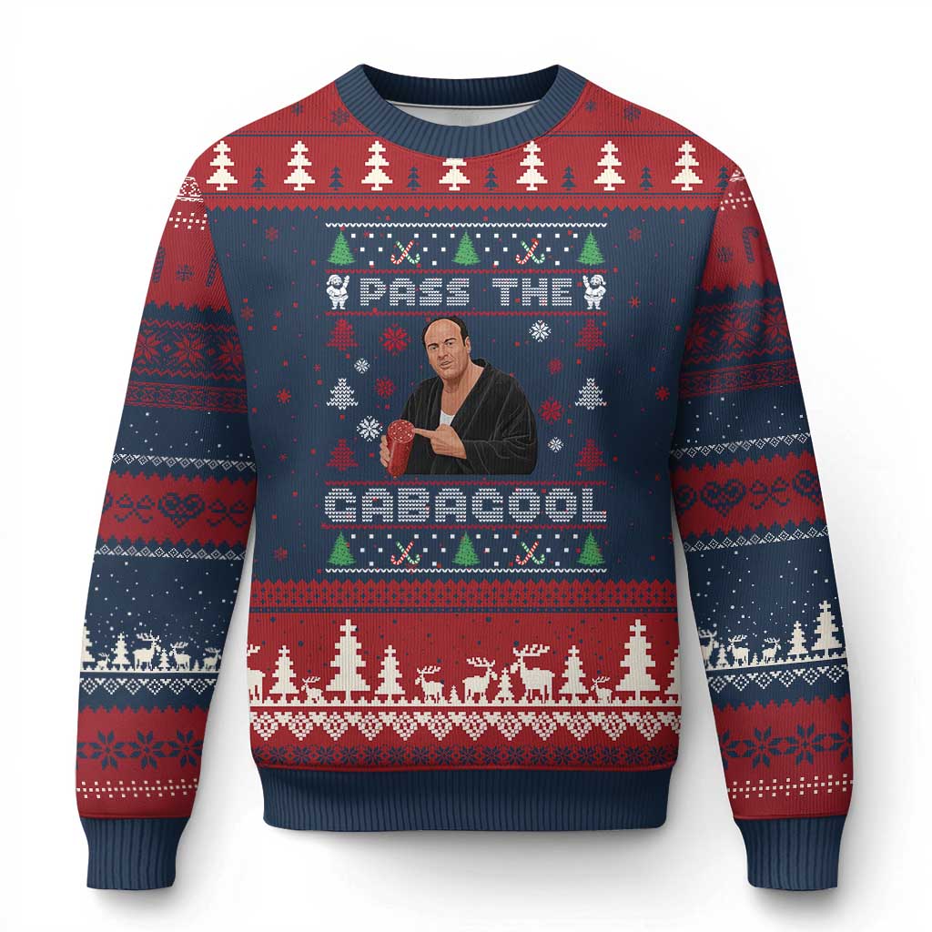 Pass The Gabagool Ugly Christmas Ugly Christmas Sweater Retro TV Show Funny - Wonder Print Shop