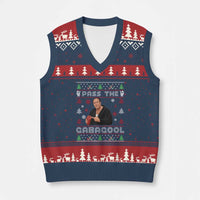 Pass The Gabagool Ugly Christmas V-Neck Knit Sweater Vest Retro TV Show Funny - Wonder Print Shop