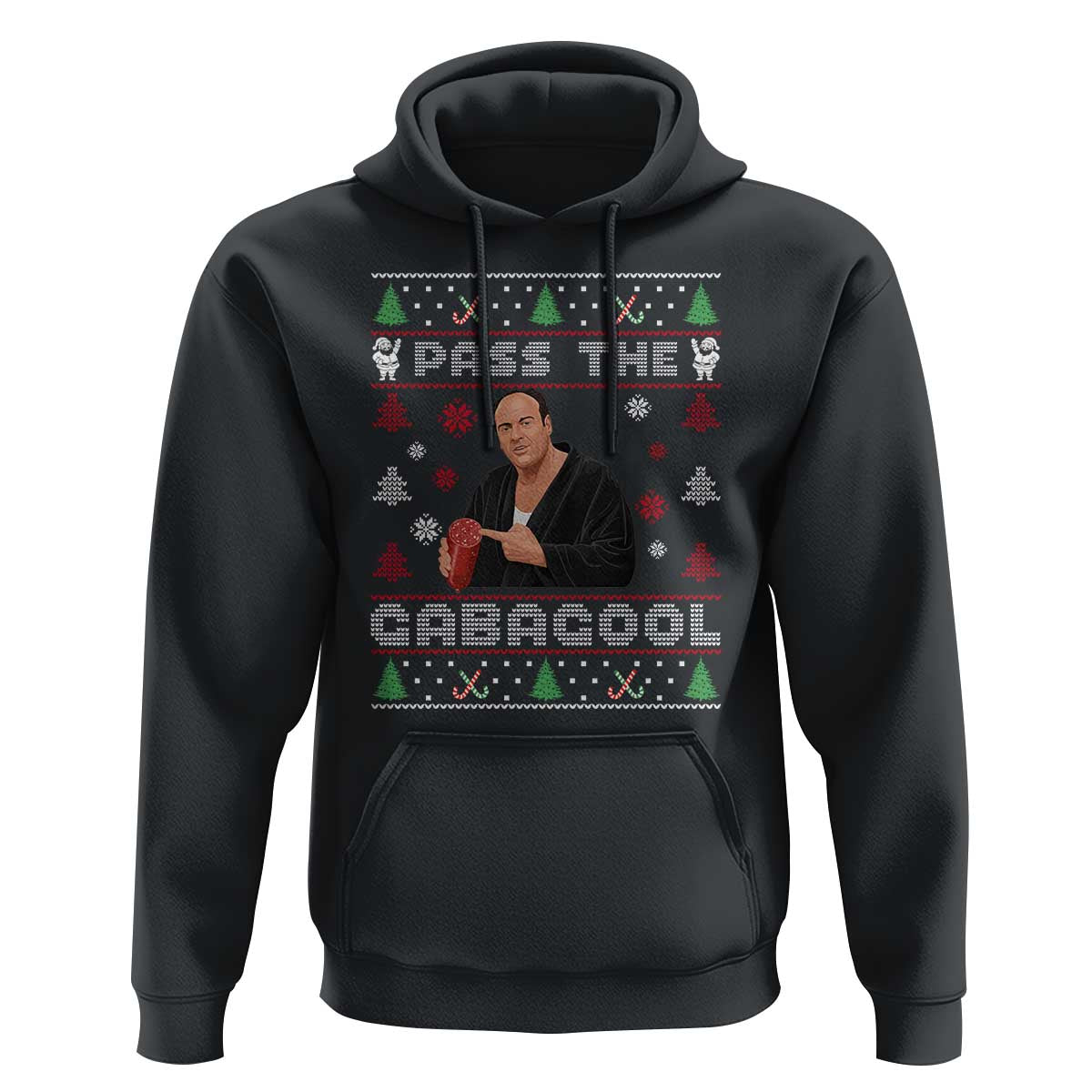Pass The Gabagool Ugly Christmas Hoodie Retro TV Show Funny - Wonder Print Shop