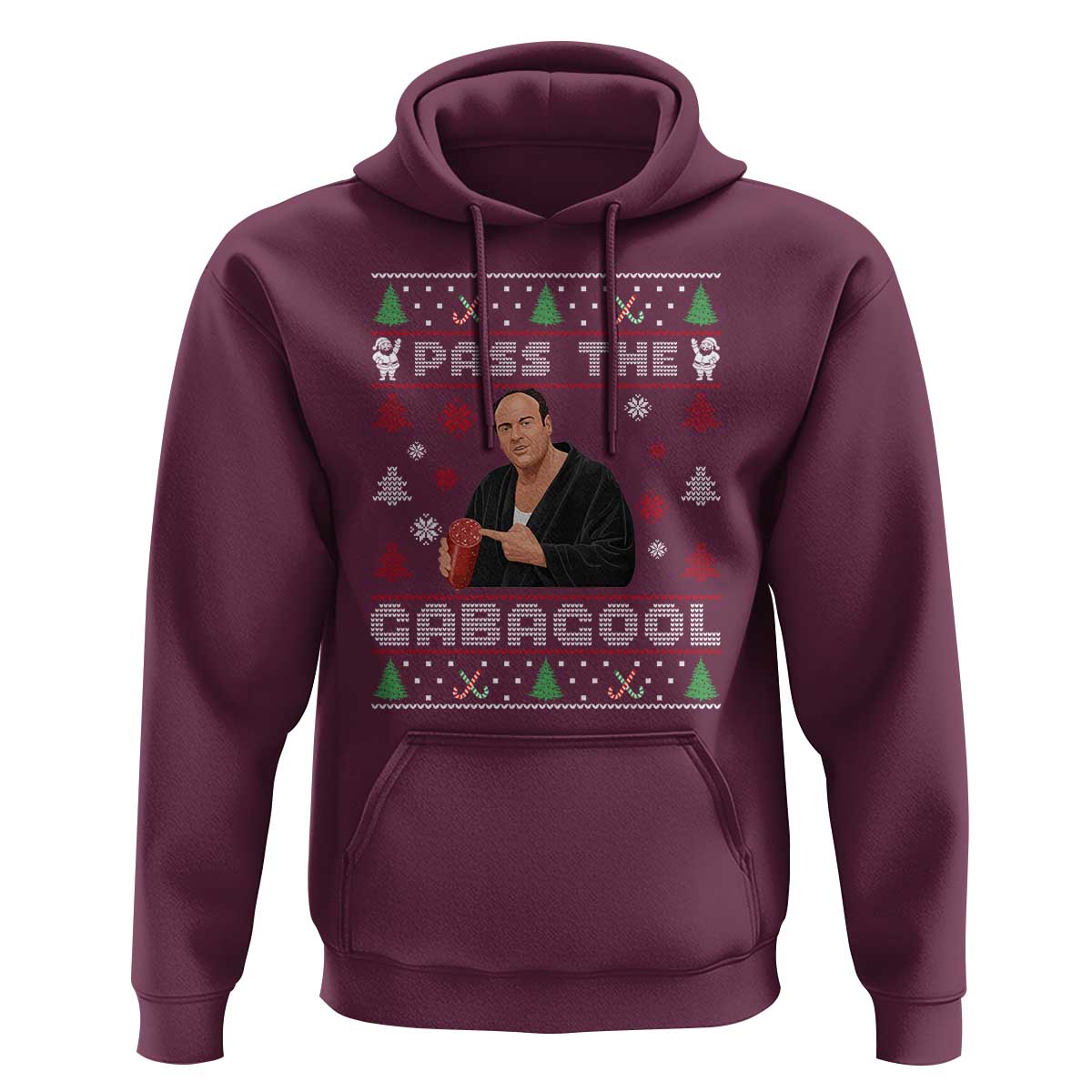 Pass The Gabagool Ugly Christmas Hoodie Retro TV Show Funny - Wonder Print Shop
