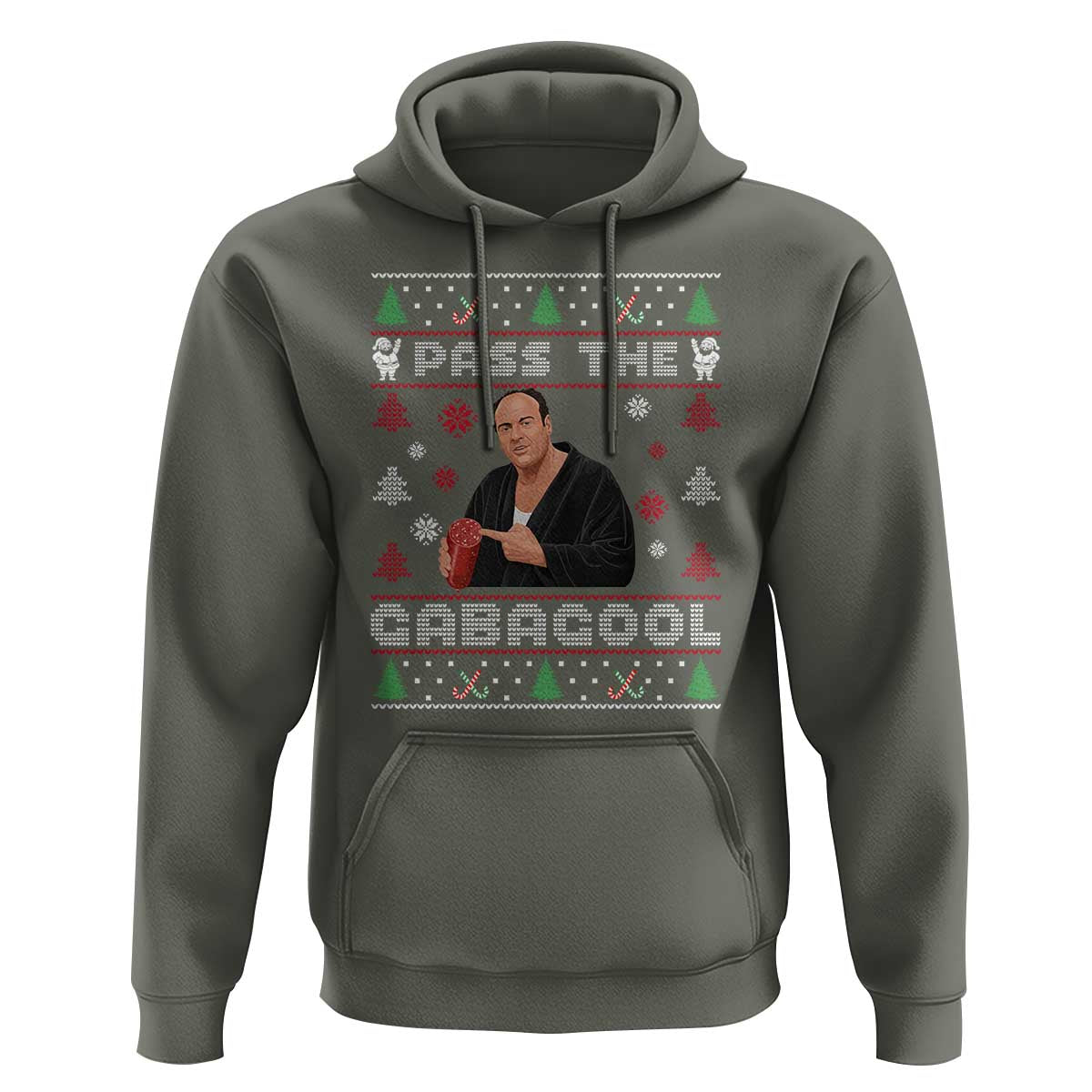 Pass The Gabagool Ugly Christmas Hoodie Retro TV Show Funny - Wonder Print Shop