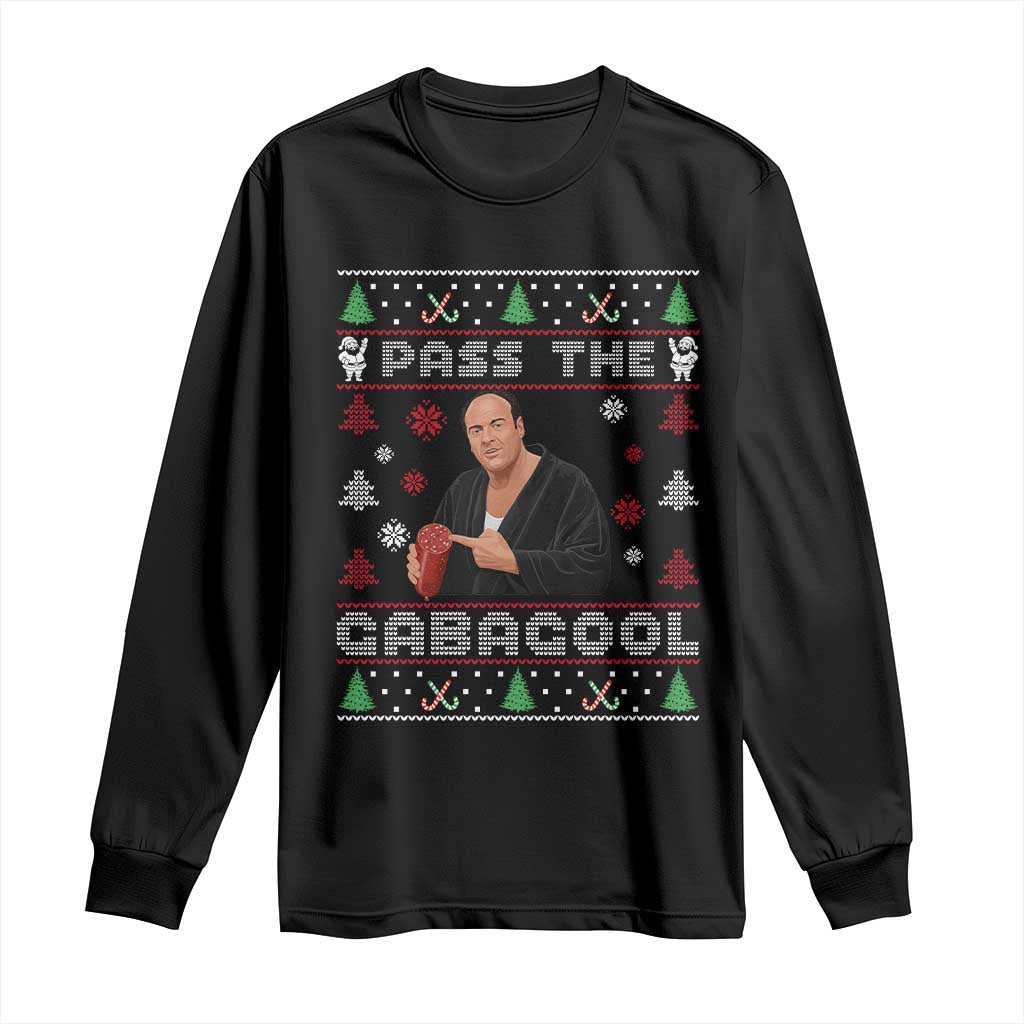 Pass The Gabagool Ugly Christmas Long Sleeve Shirt Retro TV Show Funny - Wonder Print Shop
