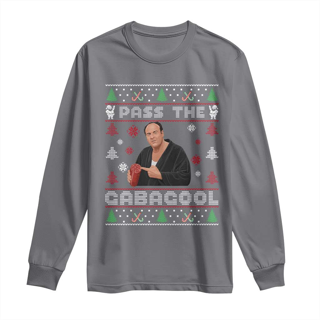 Pass The Gabagool Ugly Christmas Long Sleeve Shirt Retro TV Show Funny - Wonder Print Shop