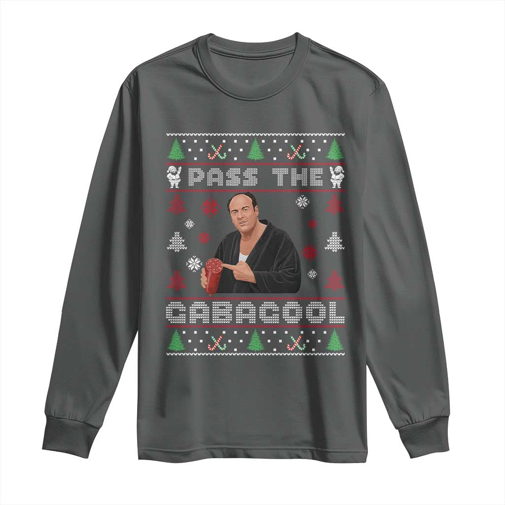 Pass The Gabagool Ugly Christmas Long Sleeve Shirt Retro TV Show Funny - Wonder Print Shop