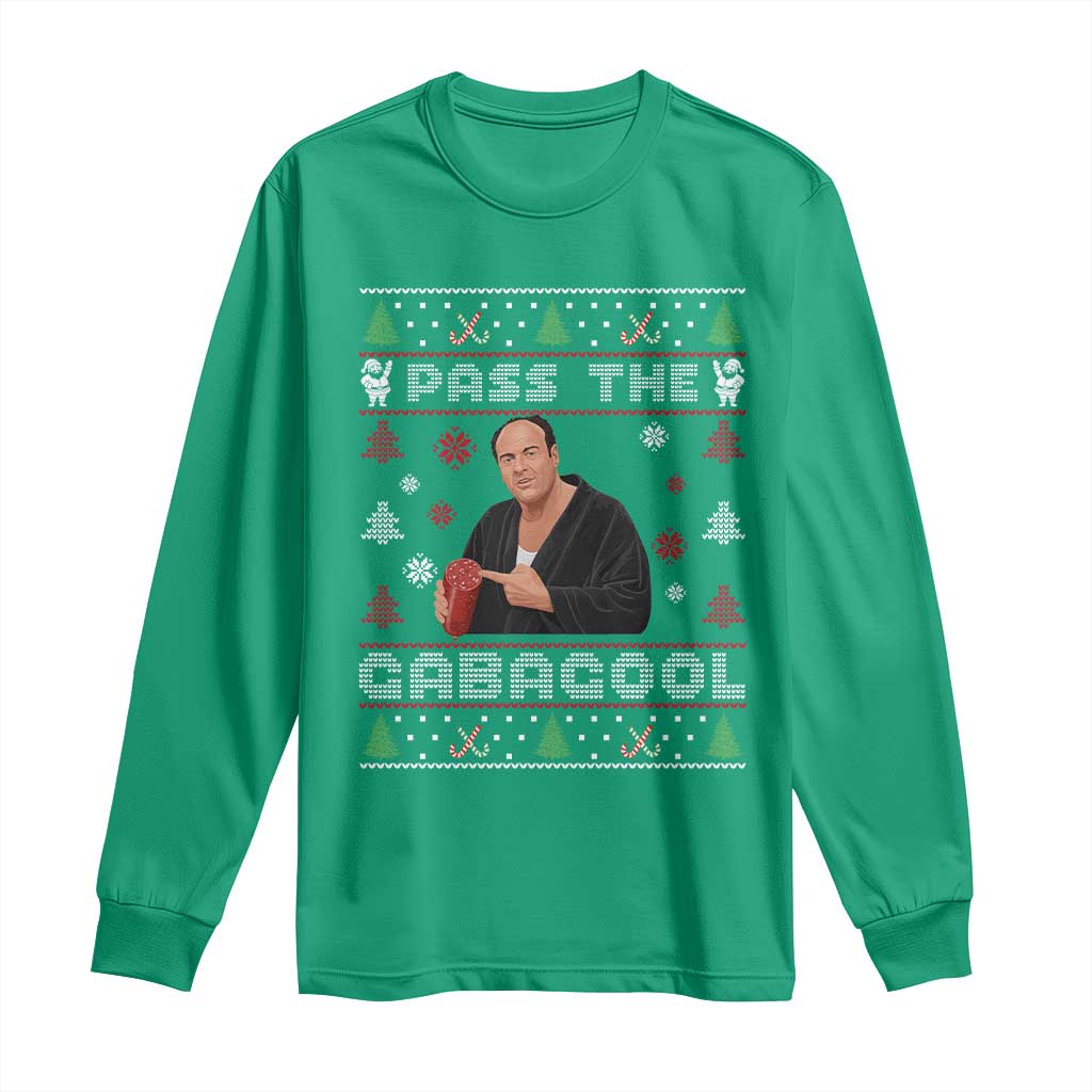 Pass The Gabagool Ugly Christmas Long Sleeve Shirt Retro TV Show Funny - Wonder Print Shop