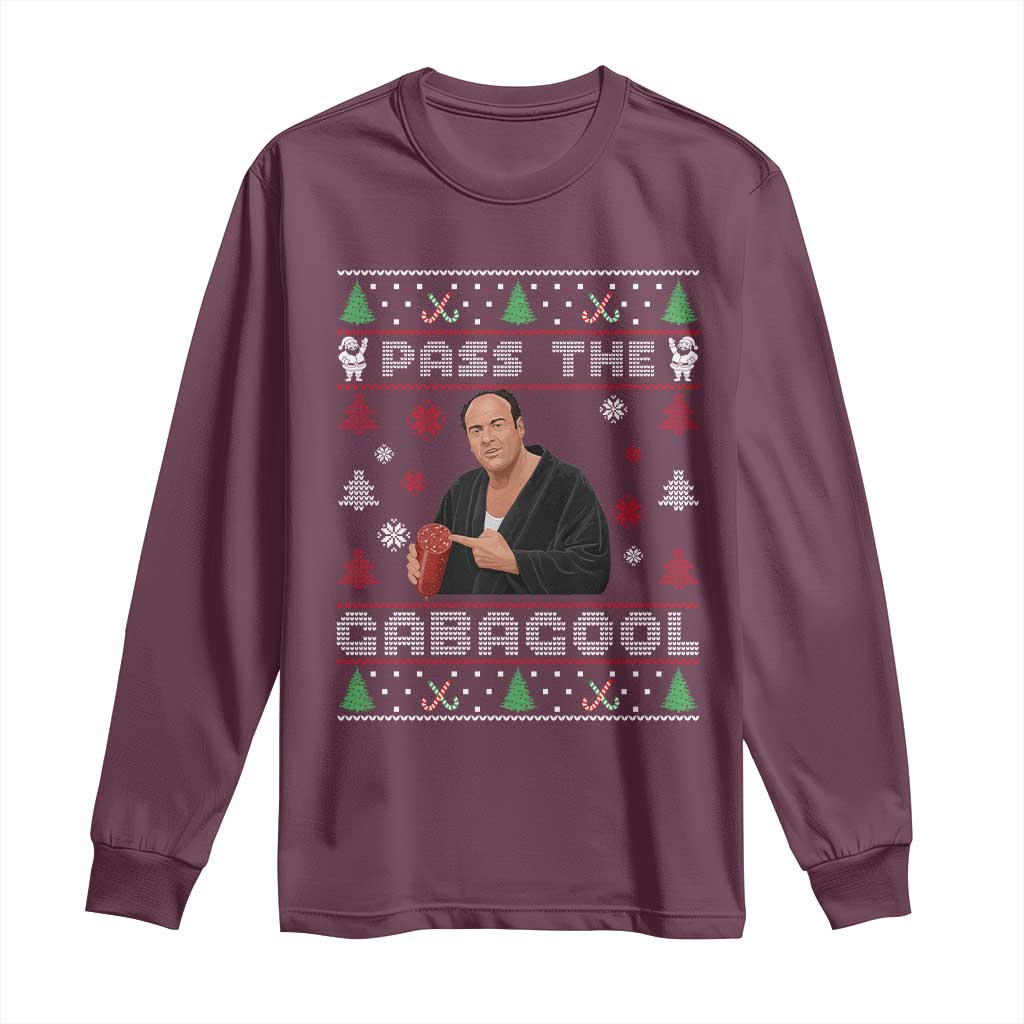 Pass The Gabagool Ugly Christmas Long Sleeve Shirt Retro TV Show Funny - Wonder Print Shop