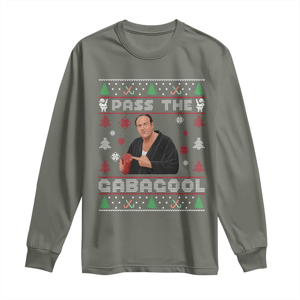 Pass The Gabagool Ugly Christmas Long Sleeve Shirt Retro TV Show Funny - Wonder Print Shop