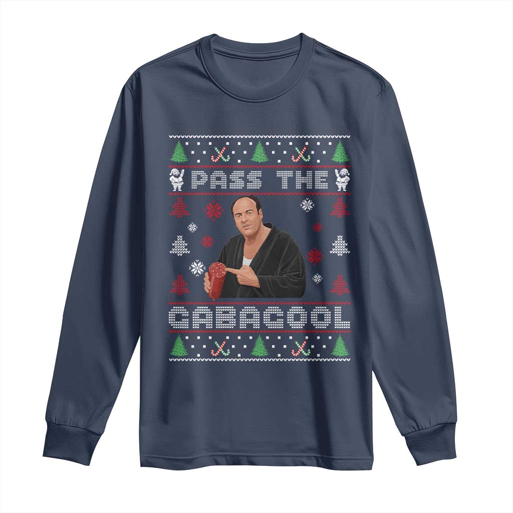 Pass The Gabagool Ugly Christmas Long Sleeve Shirt Retro TV Show Funny - Wonder Print Shop