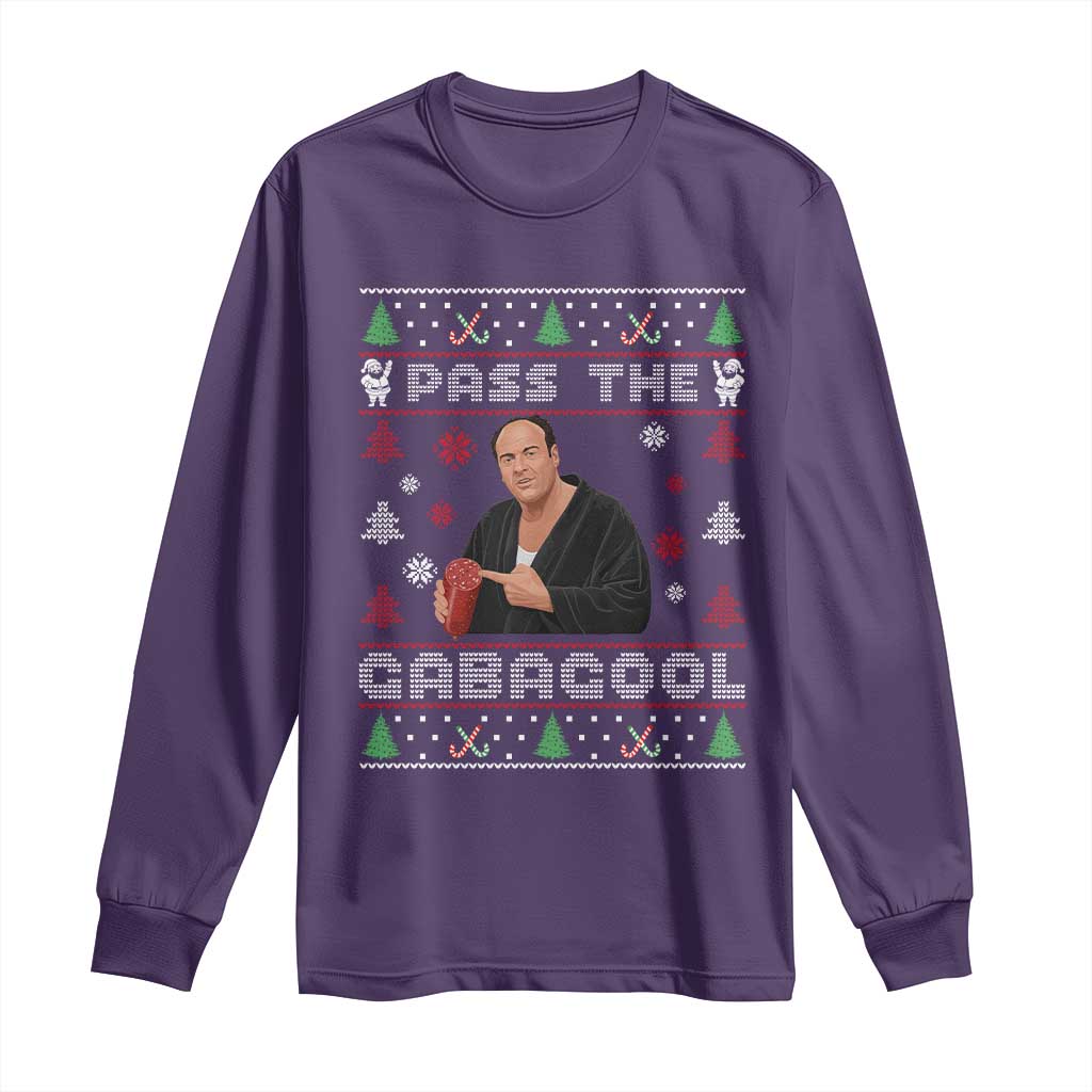 Pass The Gabagool Ugly Christmas Long Sleeve Shirt Retro TV Show Funny - Wonder Print Shop