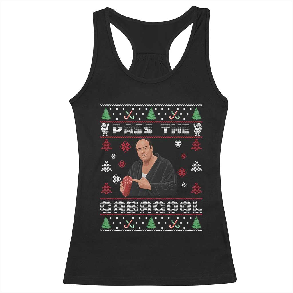 Pass The Gabagool Ugly Christmas Racerback Tank Top Retro TV Show Funny - Wonder Print Shop