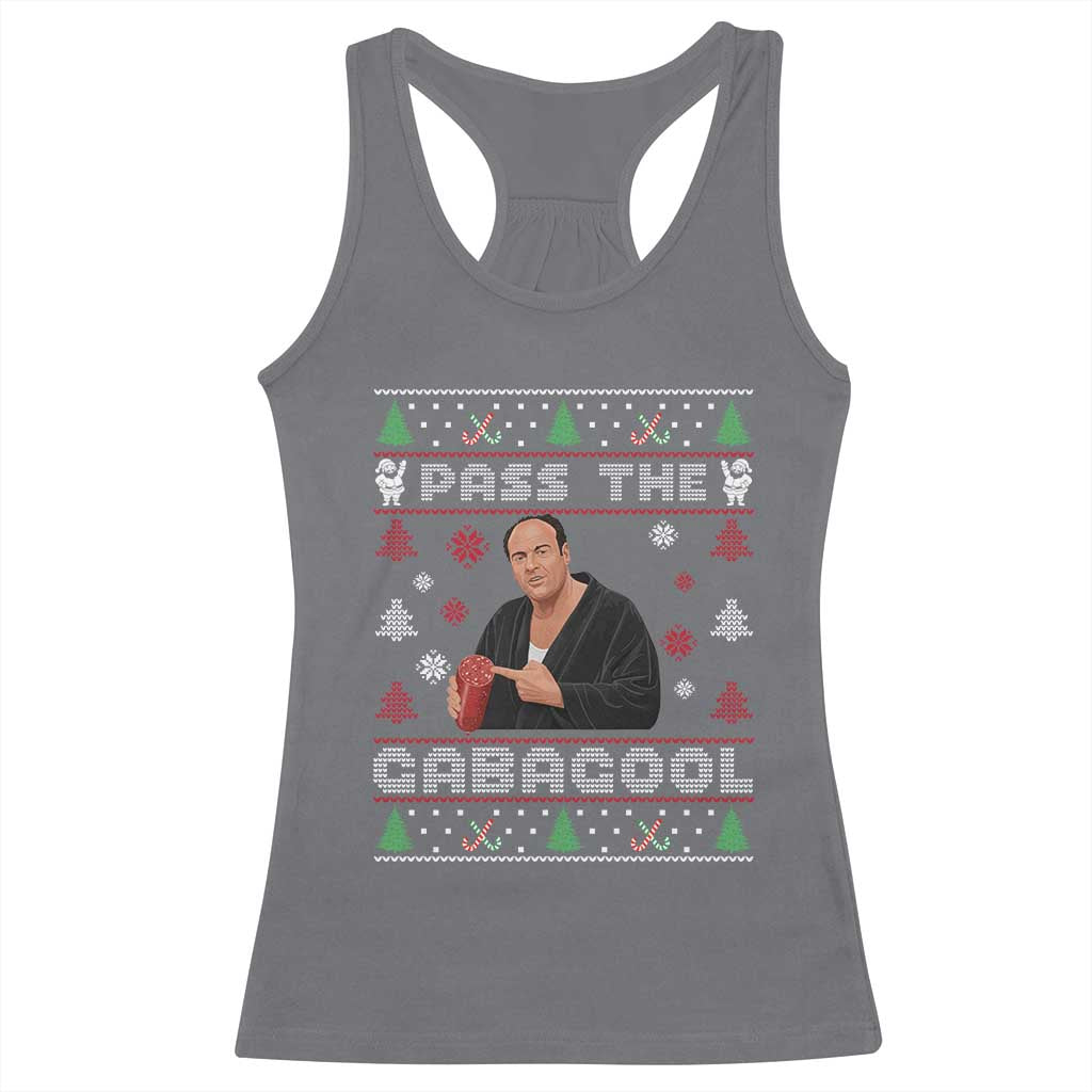 Pass The Gabagool Ugly Christmas Racerback Tank Top Retro TV Show Funny - Wonder Print Shop