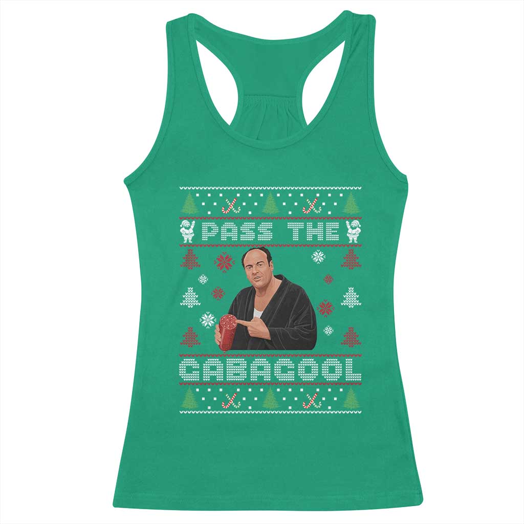 Pass The Gabagool Ugly Christmas Racerback Tank Top Retro TV Show Funny - Wonder Print Shop