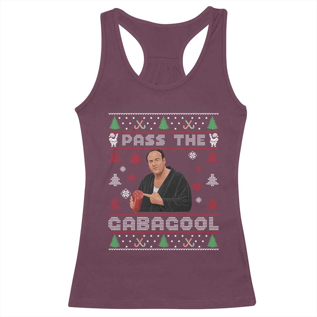 Pass The Gabagool Ugly Christmas Racerback Tank Top Retro TV Show Funny - Wonder Print Shop