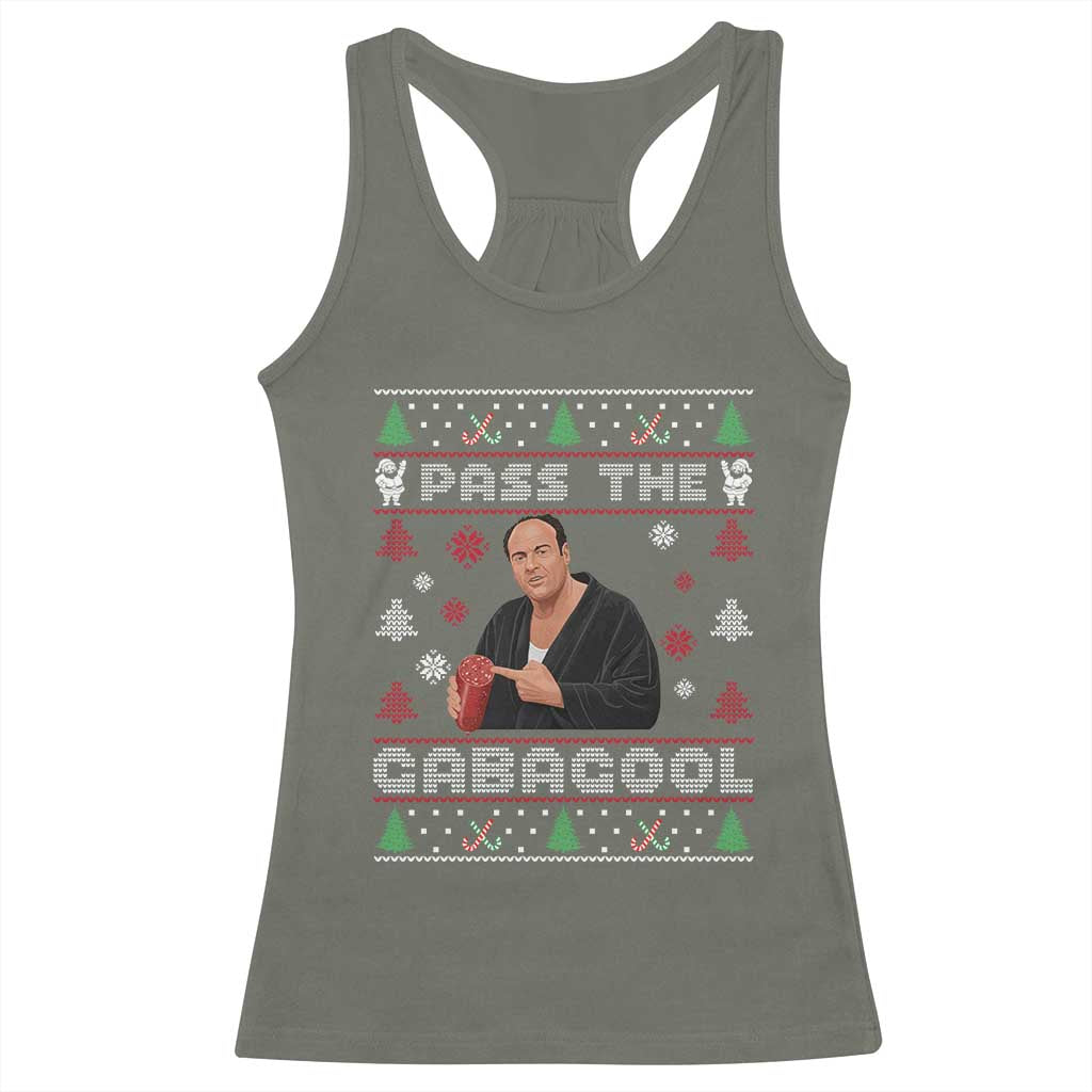Pass The Gabagool Ugly Christmas Racerback Tank Top Retro TV Show Funny - Wonder Print Shop