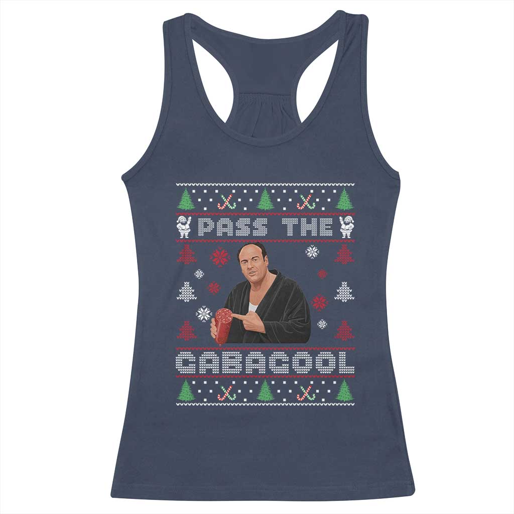Pass The Gabagool Ugly Christmas Racerback Tank Top Retro TV Show Funny - Wonder Print Shop