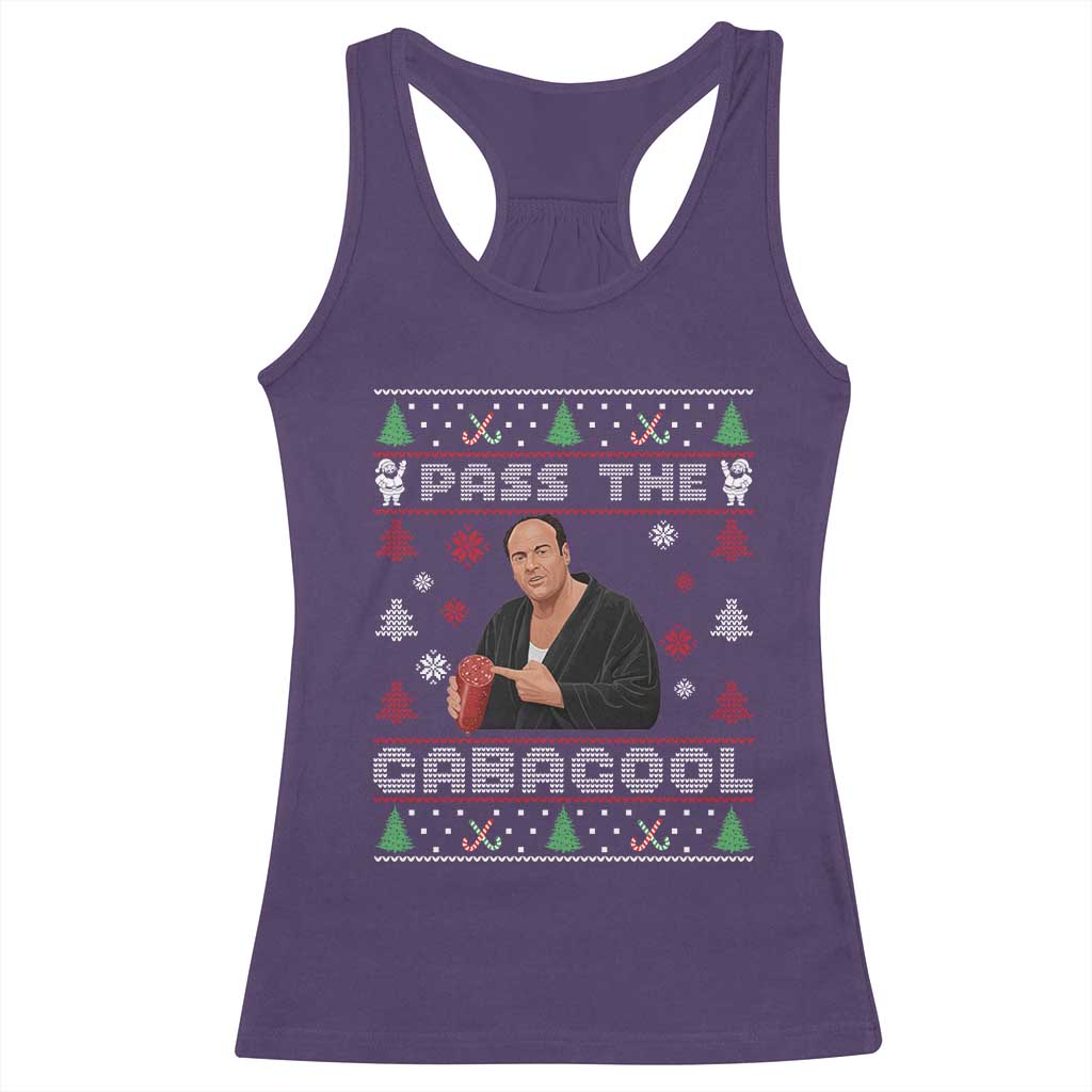 Pass The Gabagool Ugly Christmas Racerback Tank Top Retro TV Show Funny - Wonder Print Shop