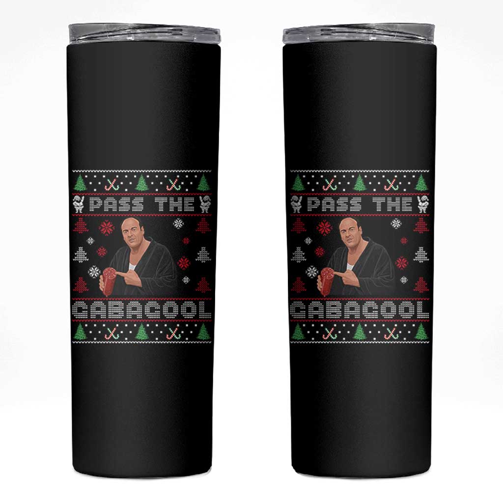 Pass The Gabagool Ugly Christmas Skinny Tumbler Retro TV Show Funny - Wonder Print Shop