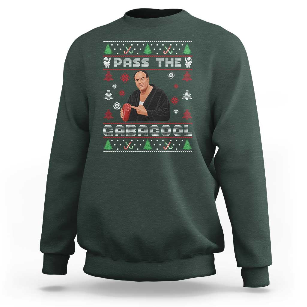 Pass The Gabagool Ugly Christmas Sweatshirt Retro TV Show Funny - Wonder Print Shop