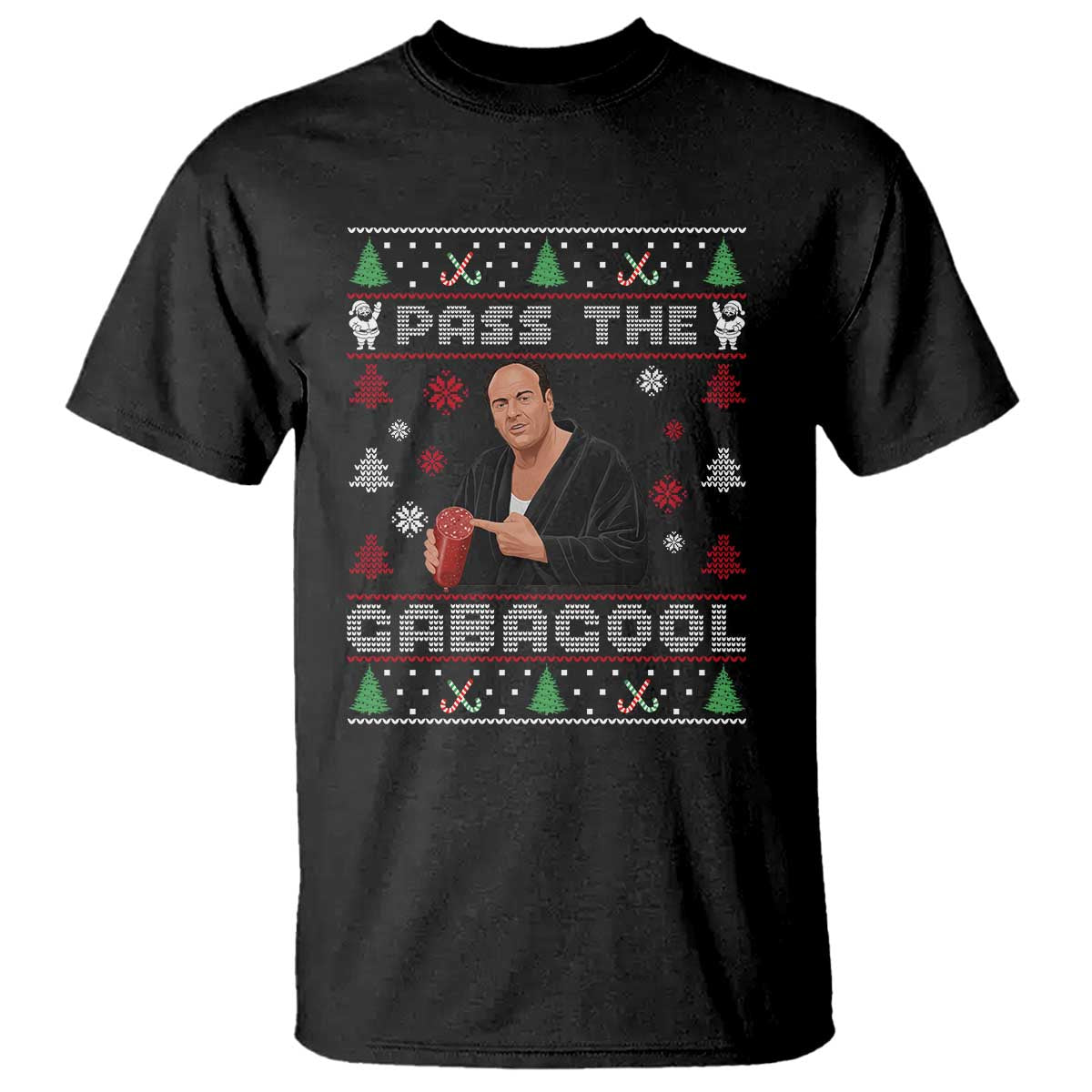 Pass The Gabagool Ugly Christmas T Shirt Retro TV Show Funny - Wonder Print Shop