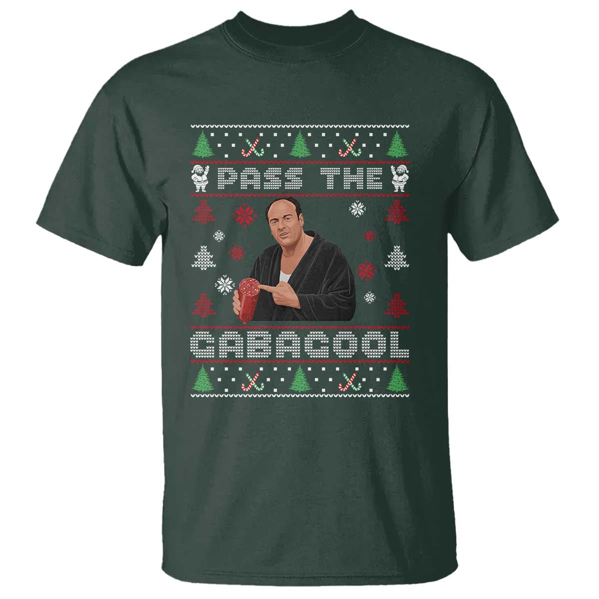 Pass The Gabagool Ugly Christmas T Shirt Retro TV Show Funny - Wonder Print Shop