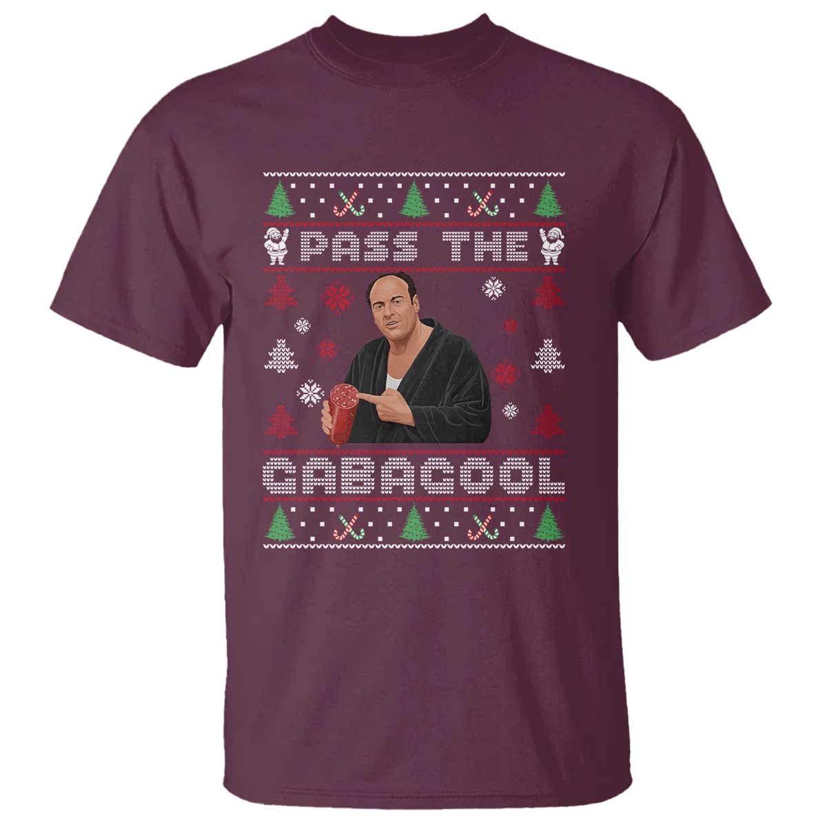 Pass The Gabagool Ugly Christmas T Shirt Retro TV Show Funny - Wonder Print Shop