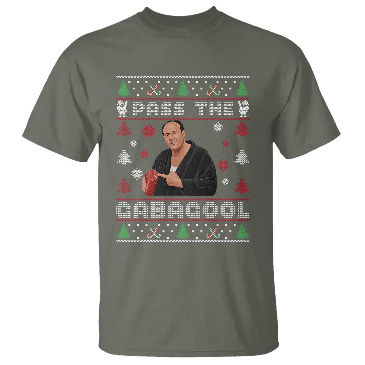 Pass The Gabagool Ugly Christmas T Shirt Retro TV Show Funny - Wonder Print Shop