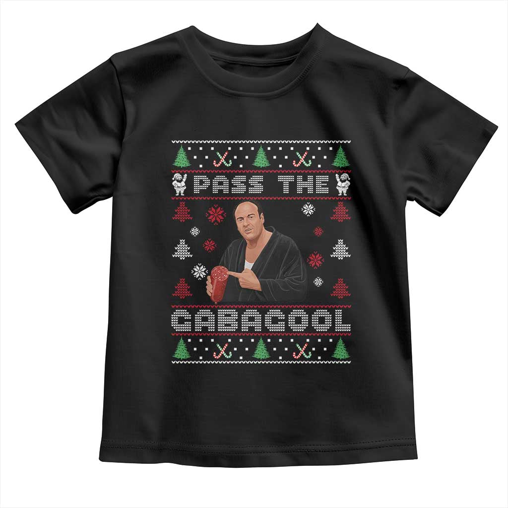 Pass The Gabagool Ugly Christmas Toddler T Shirt Retro TV Show Funny - Wonder Print Shop
