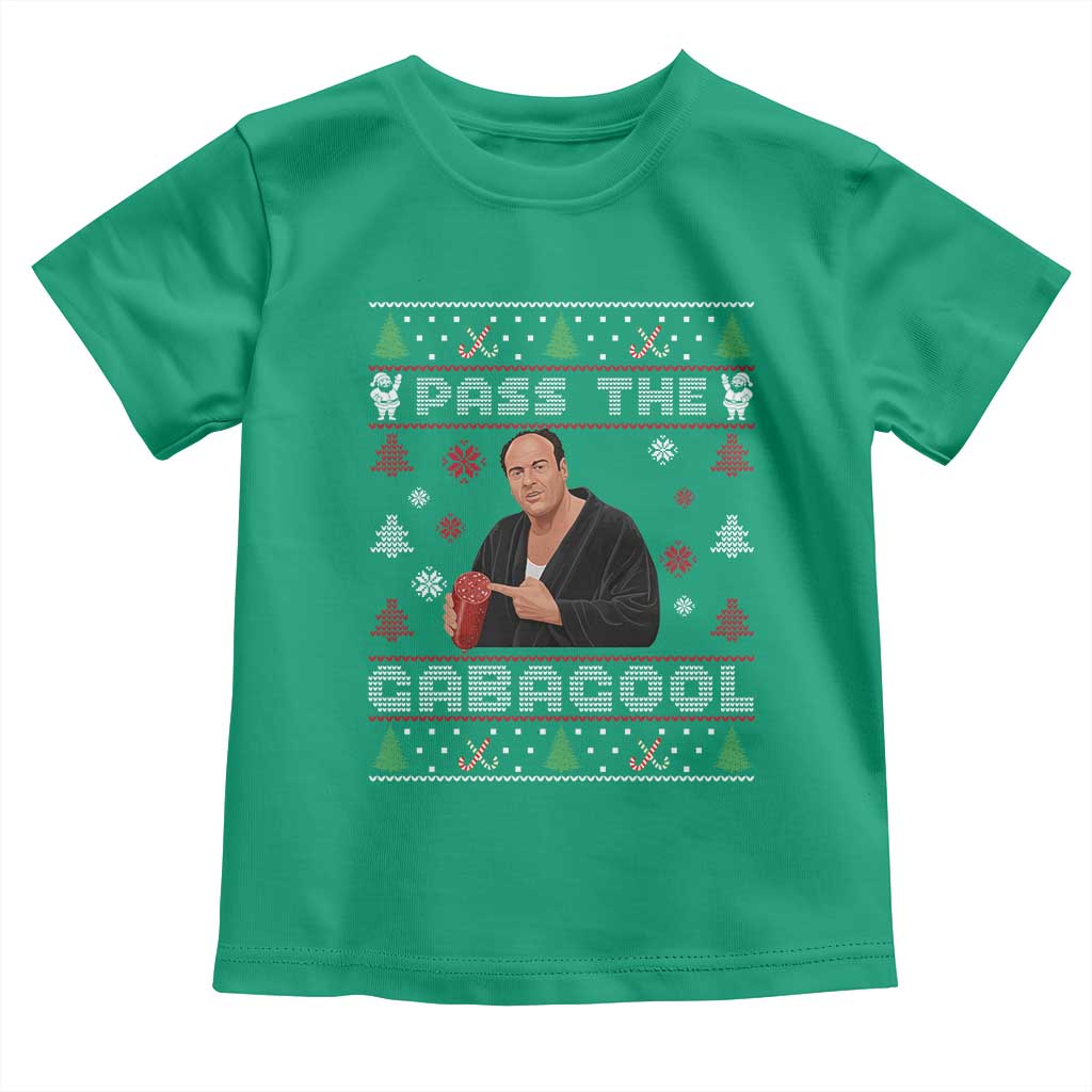 Pass The Gabagool Ugly Christmas Toddler T Shirt Retro TV Show Funny - Wonder Print Shop