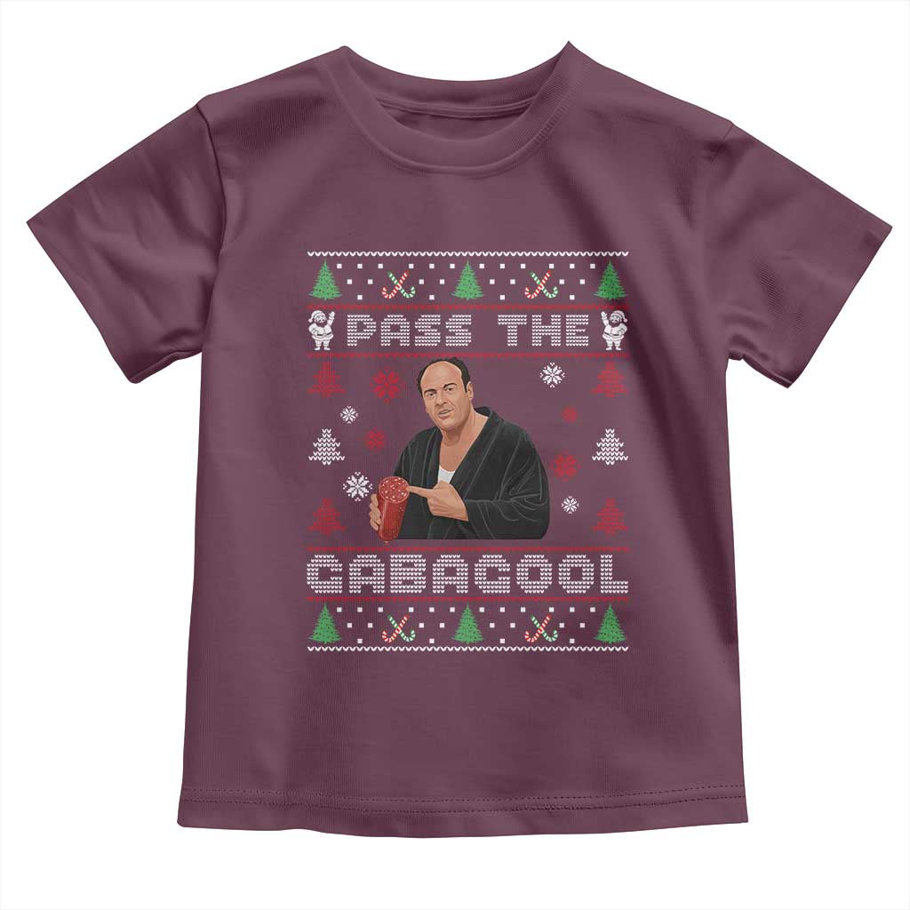 Pass The Gabagool Ugly Christmas Toddler T Shirt Retro TV Show Funny - Wonder Print Shop