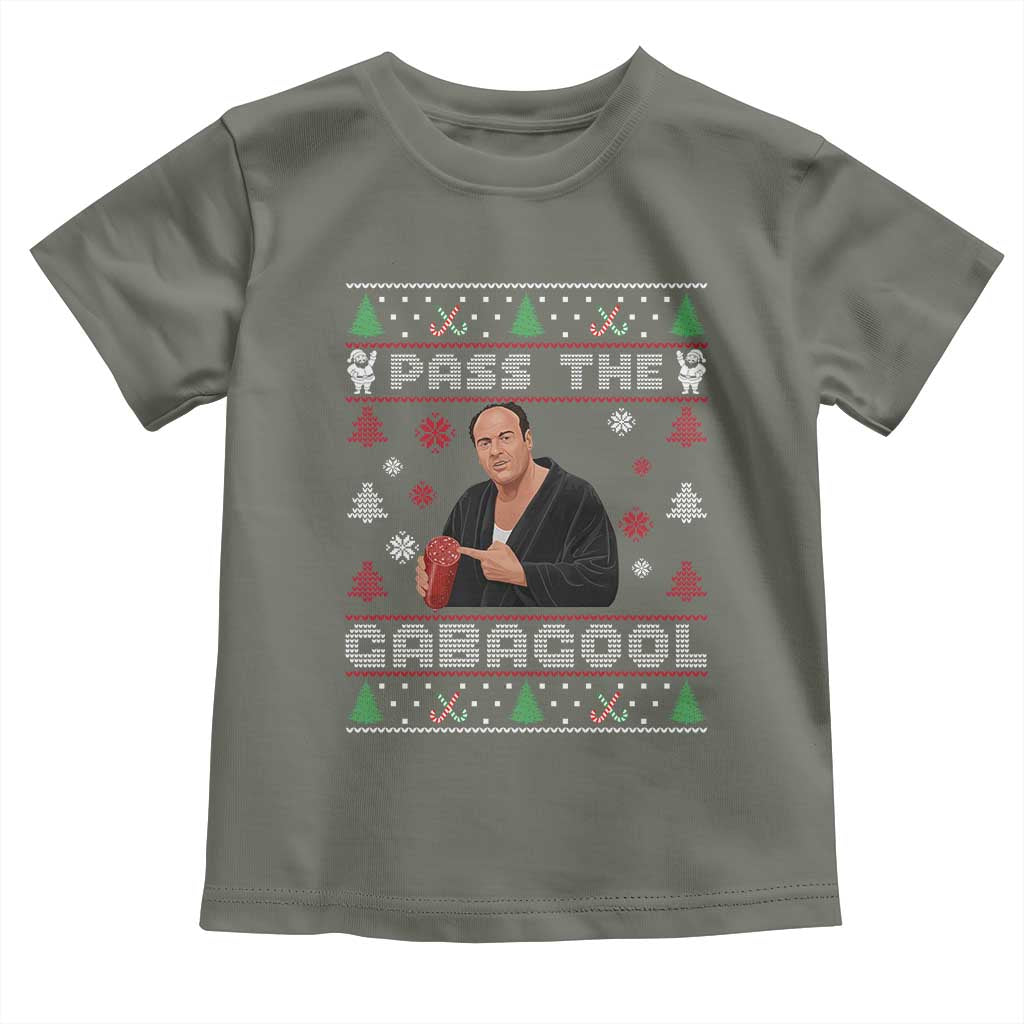 Pass The Gabagool Ugly Christmas Toddler T Shirt Retro TV Show Funny - Wonder Print Shop