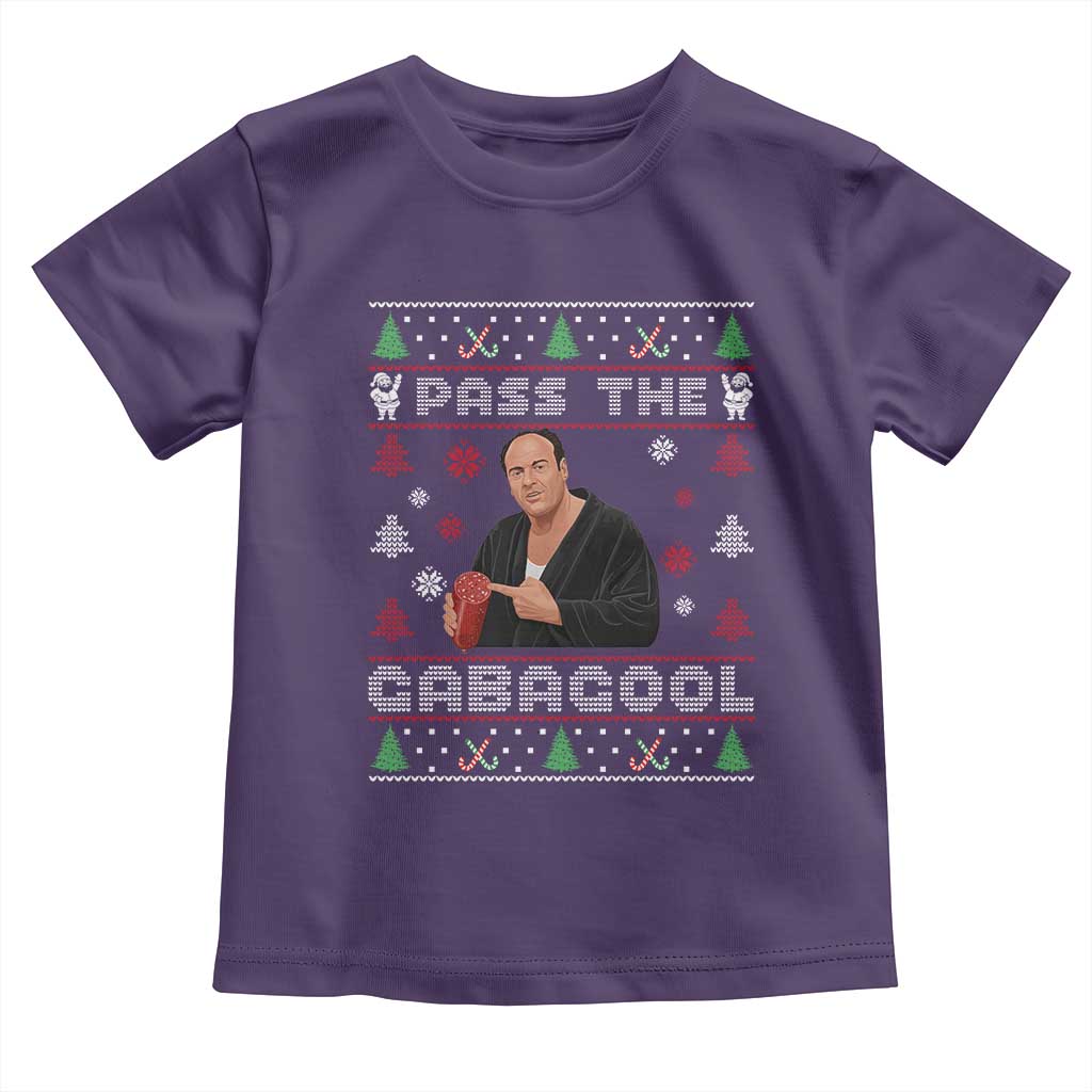 Pass The Gabagool Ugly Christmas Toddler T Shirt Retro TV Show Funny - Wonder Print Shop