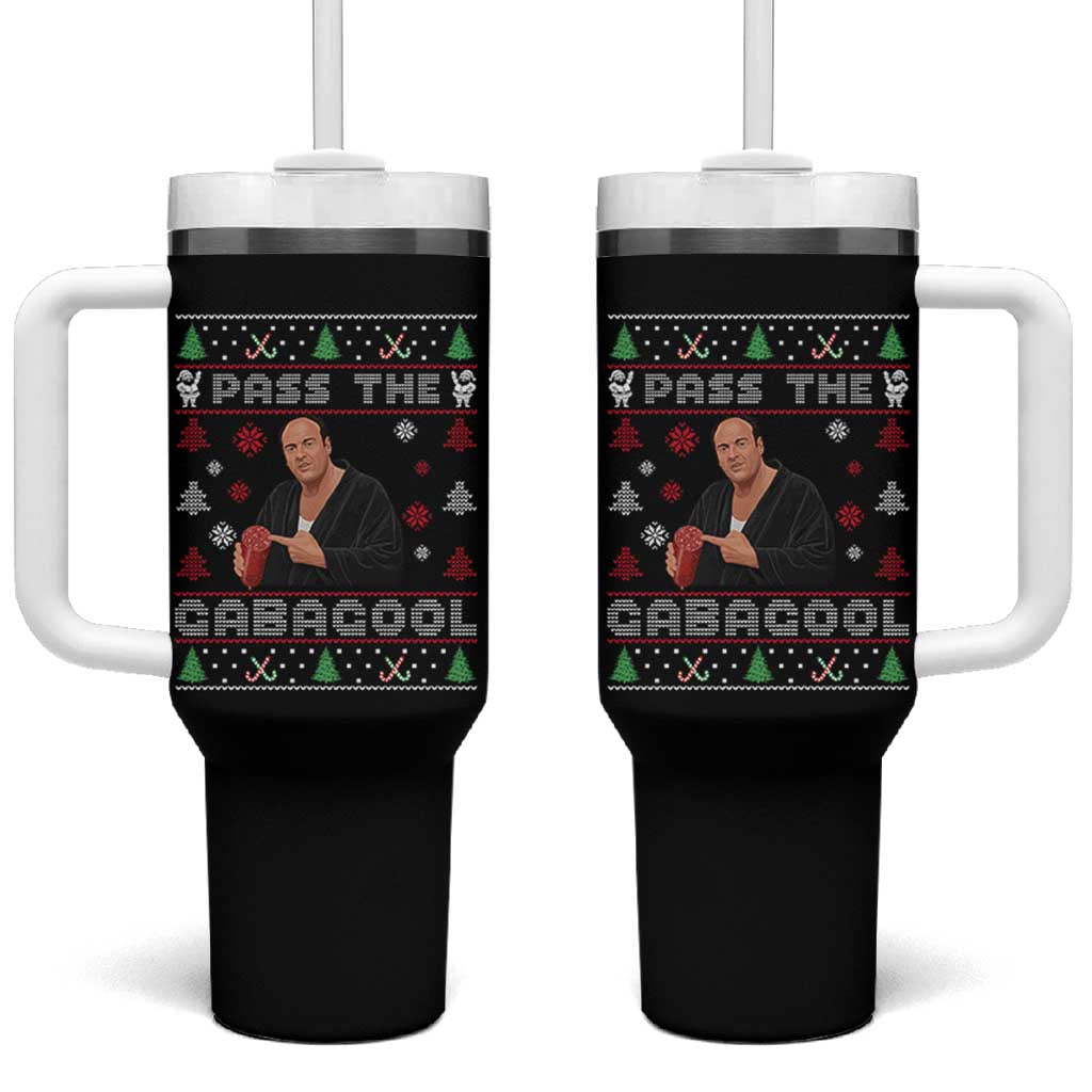 Pass The Gabagool Ugly Christmas Tumbler With Handle Retro TV Show Funny - Wonder Print Shop