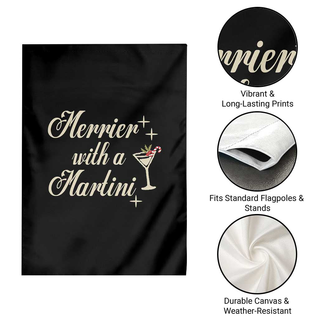 Merrier With a Martini Christmas Garden Flag - Wonder Print Shop