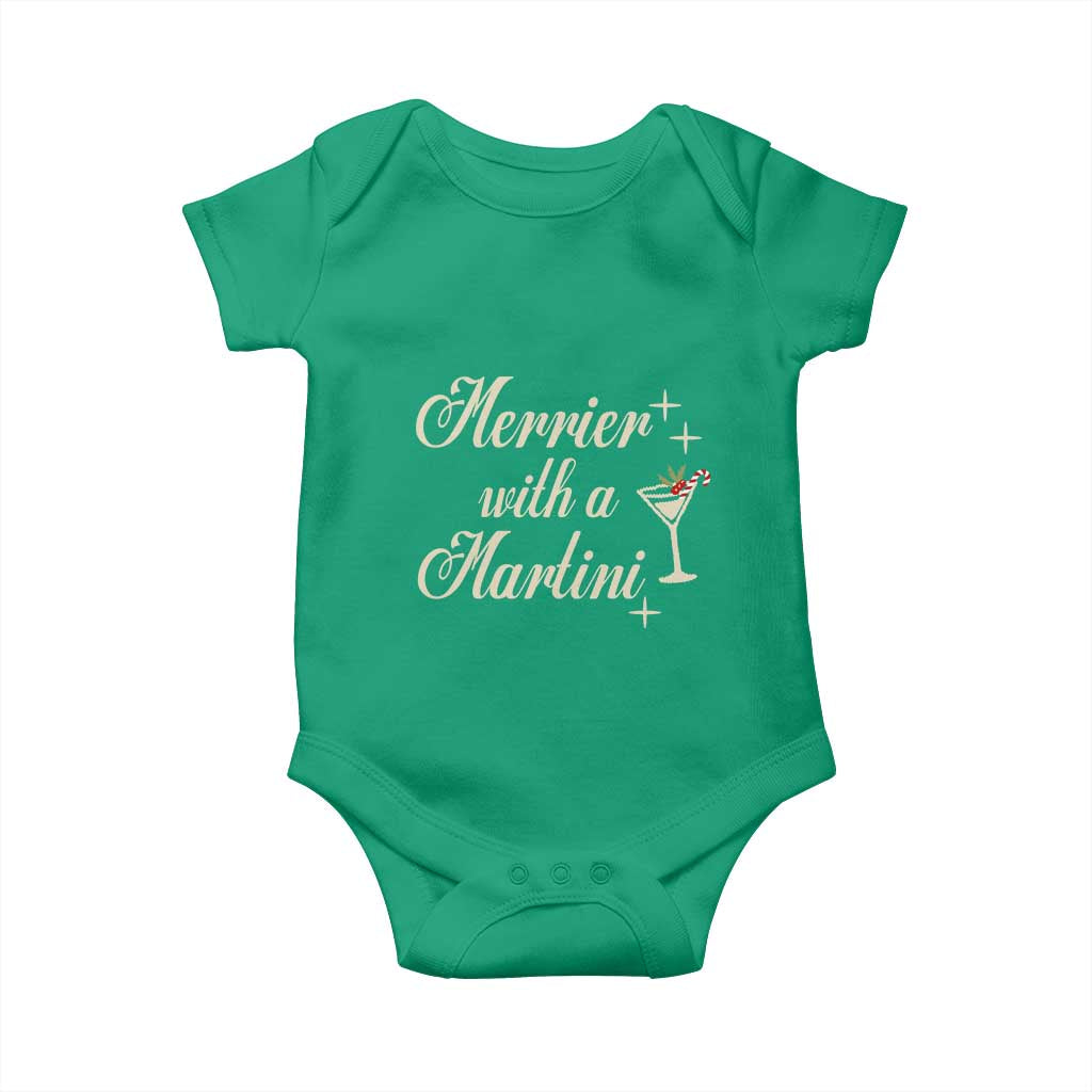 Merrier With a Martini Christmas Baby Onesie - Wonder Print Shop