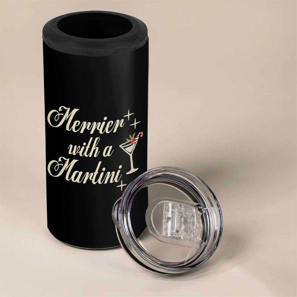 Merrier With a Martini Christmas 4 in 1 Can Cooler Tumbler - Wonder Print Shop