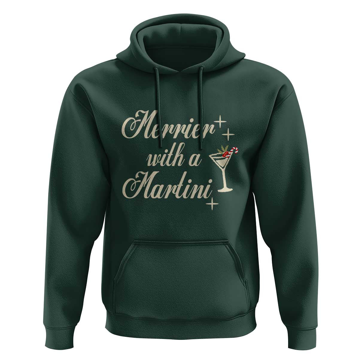 Merrier With a Martini Christmas Hoodie - Wonder Print Shop
