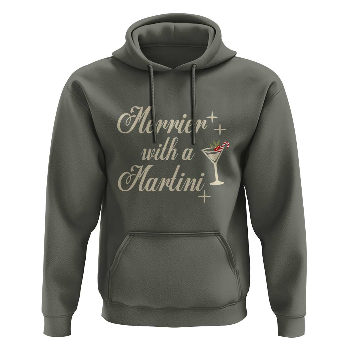 Merrier With a Martini Christmas Hoodie - Wonder Print Shop
