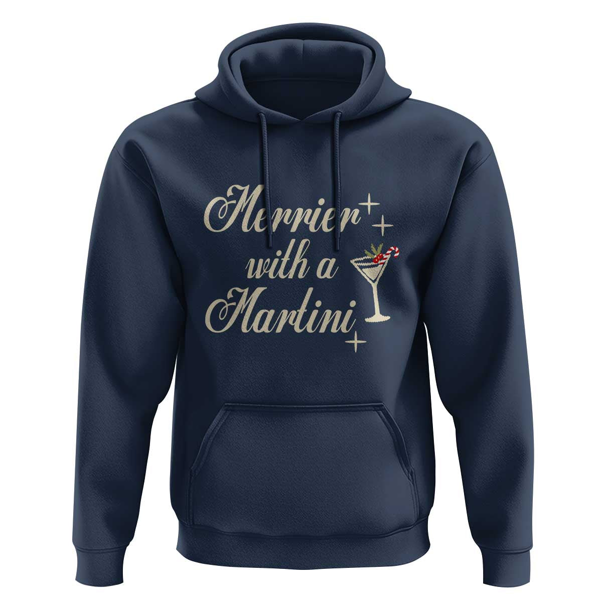 Merrier With a Martini Christmas Hoodie - Wonder Print Shop