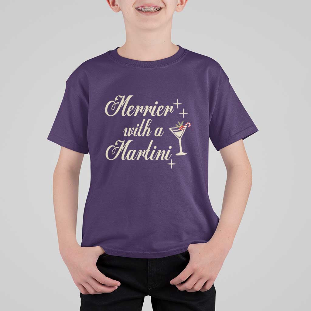 Merrier With a Martini Christmas T Shirt For Kid - Wonder Print Shop