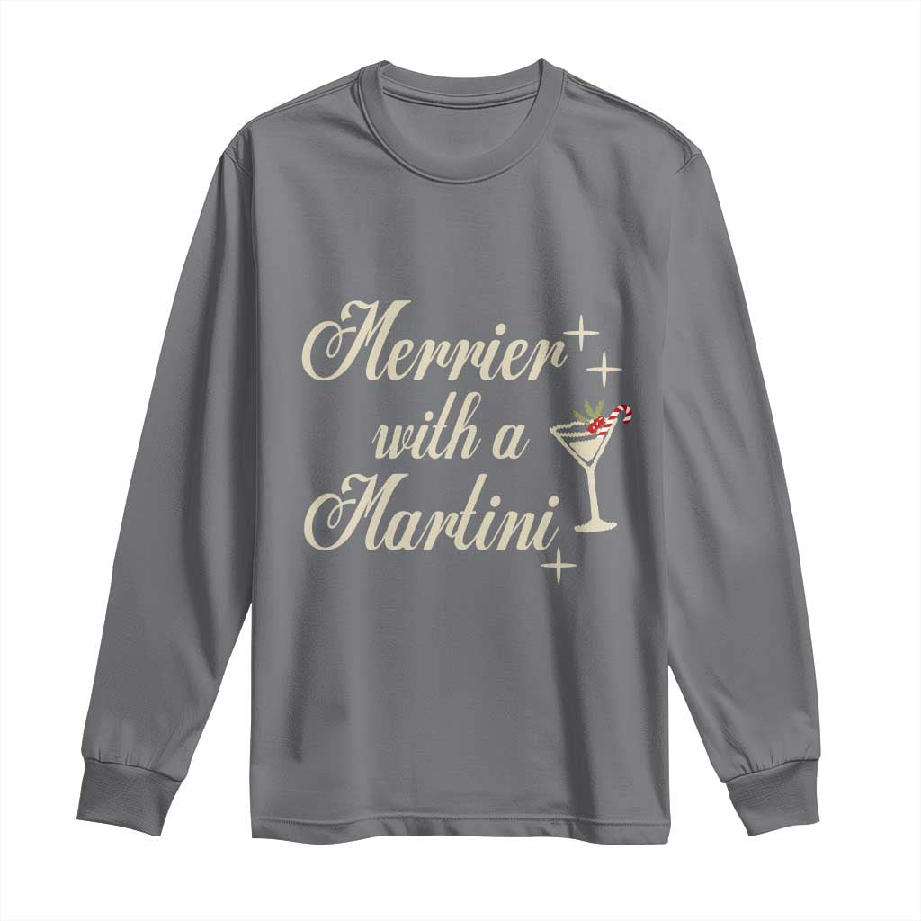 Merrier With a Martini Christmas Long Sleeve Shirt - Wonder Print Shop